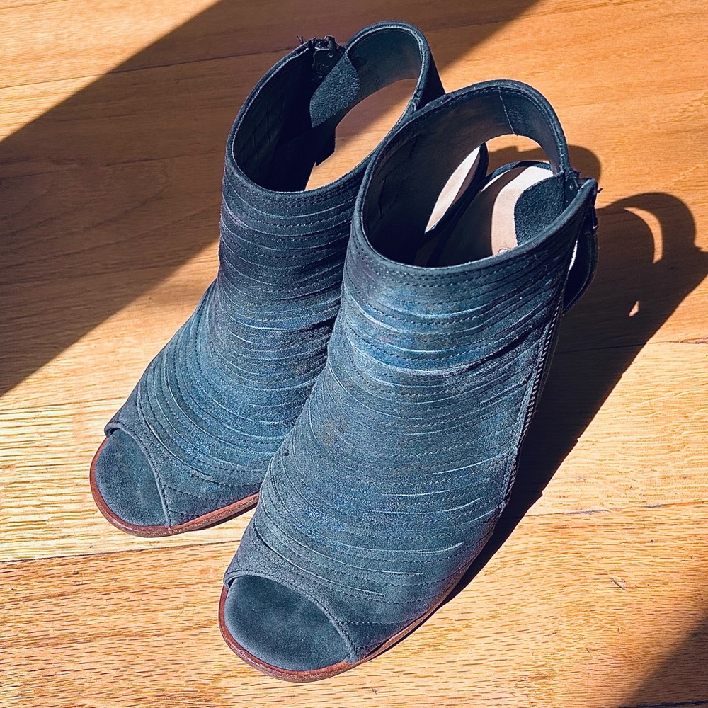Paul Green Cayanne Peep Toe High Heel Booties Metallic Blue Size 8 US - 5 1/2 UK